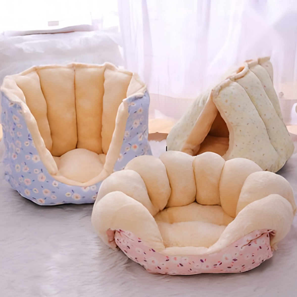 CozyPurr 2-in-1 Cat Sofa Bed – Petal Sofa + Tent Cave