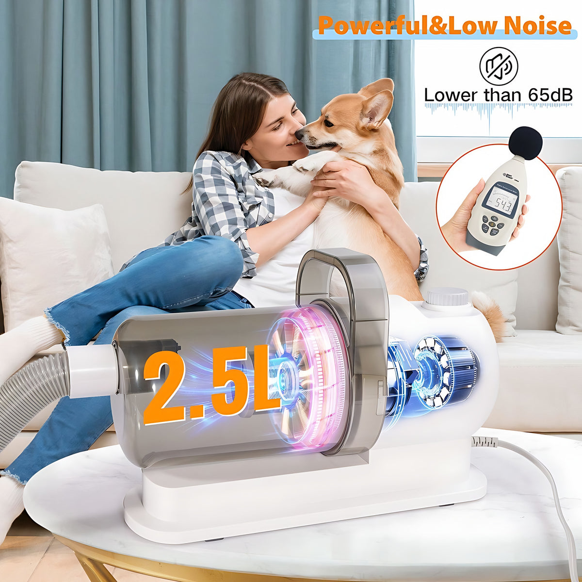 Pet Hair Vacuum & Grooming Kit – 2.5L with Clippers