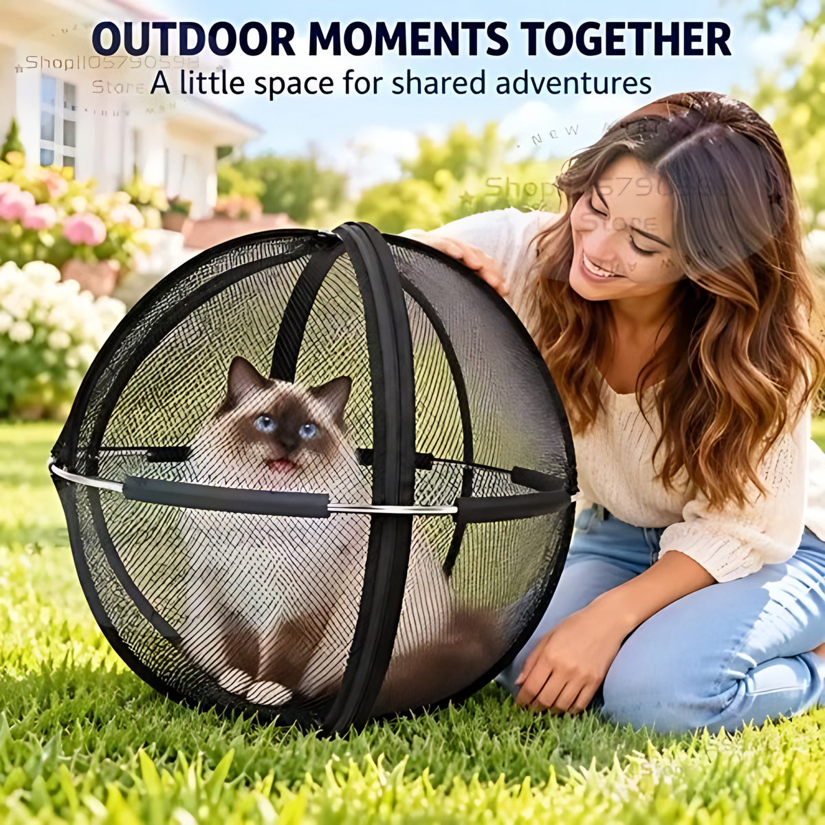 360° Rolling Cat Playpen Ball – Pop-Up Mesh Enclosure