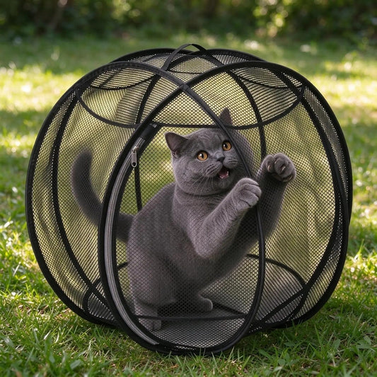 360° Rolling Cat Playpen Ball – Pop-Up Mesh Enclosure