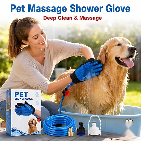 Pet Massage Shower Glove Kit – Glove + Hose + Faucet Adapter