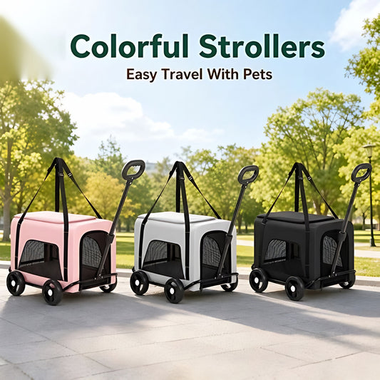 Foldable Aluminum Pet Stroller Wagon – 4-Wheel Mesh Carrier