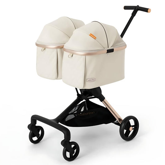 Twin Pet Stroller – 3-in-1 with 2 Detachable Carriers